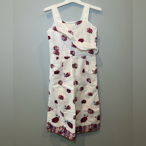 Janie and Jack Jumpsuit Floral Blossom Town Red White Blue Carnations 4T - Picture 1 of 4